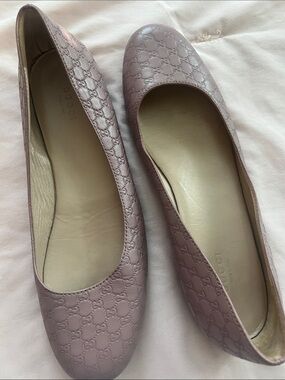 Gucci Mauve Embossed GG Leather Ballet Flats